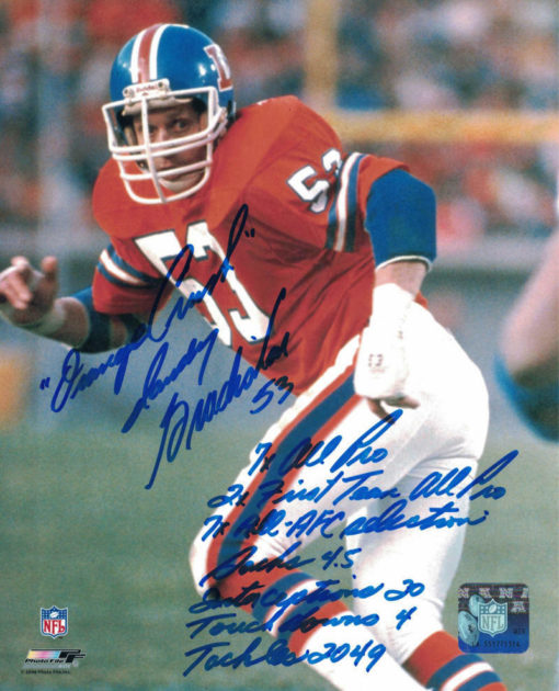 Randy Gradishar Autographed/Signed Denver Broncos 8x10 Photo 7 Insc 22629 PF