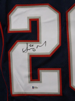 Sony Michel Autographed/Signed New England Patriots Blue XL Jersey BAS 22630