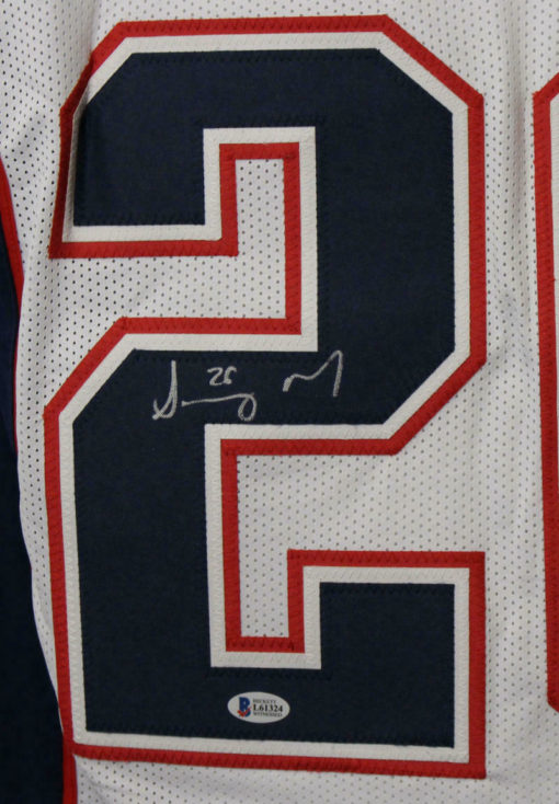 Sony Michel Autographed/Signed New England Patriots White XL Jersey BAS 22631