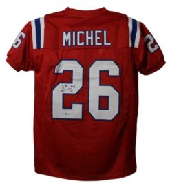 Sony Michel Autographed/Signed New England Patriots Red XL Jersey BAS 22632