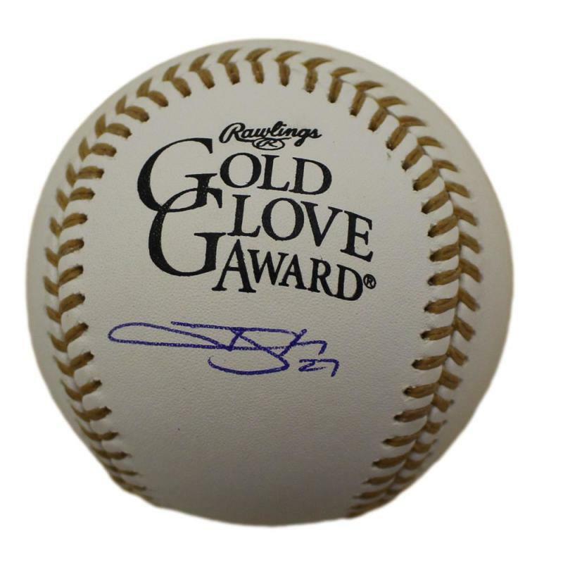 Trevor Story Autographed/Signed Colorado Rockies Gold Glove Baseball JSA 22656