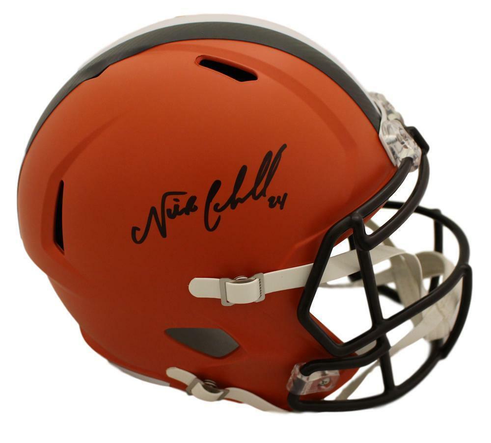 JSA Witnessed Holo Nick Chubb signed Cleveland Browns FS Speed Rep Helmet #24 