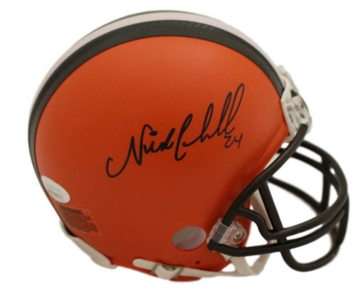 Nick Chubb Autographed/Signed Cleveland Browns Riddell Mini Helmet JSA 22666