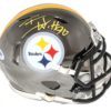 TJ Watt Autographed/Signed Pittsburgh Steelers Chrome Mini Helmet PSA 22697
