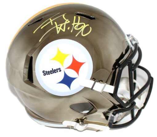 TJ Watt Autographed/Signed Pittsburgh Steelers Chrome Replica Helmet PSA 22705