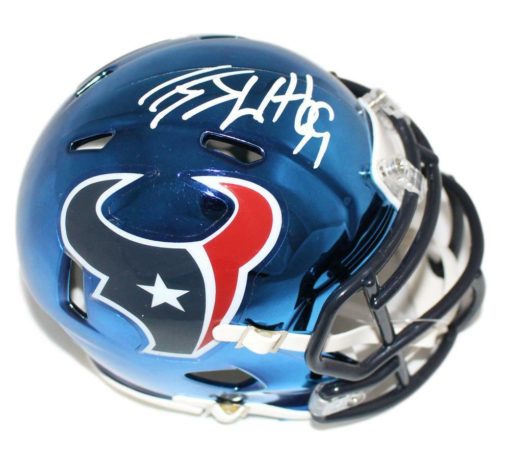 JJ Watt Autographed/Signed Houston Texans Chrome Riddell Mini Helmet JSA 22710