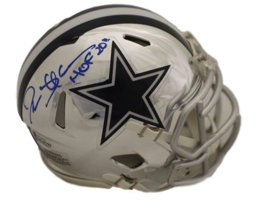 Deion Sanders Autographed/Signed Dallas Cowboys Chrome Mini Helmet BAS 22738
