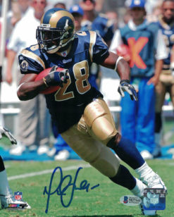 Marshall Faulk Autographed/Signed Los Angeles Rams 8x10 Photo BAS 22747 PF