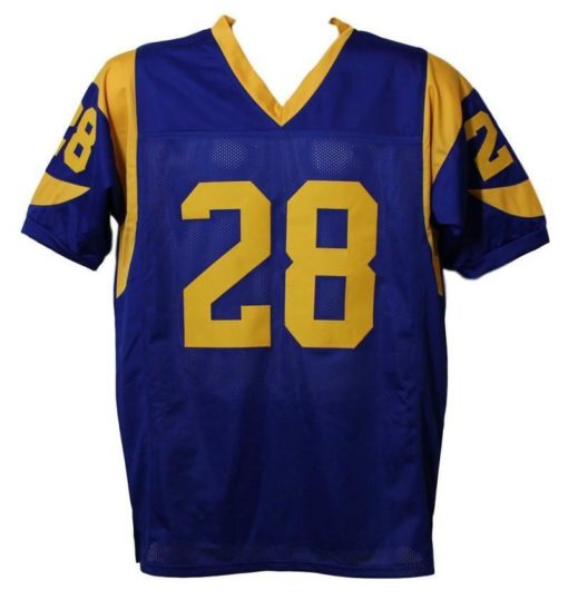 Marshall Faulk Autographed/Signed Los Angeles Rams XL Blue Jersey BAS 22750