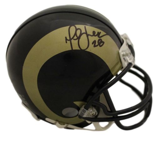 Marshall Faulk Autographed/Signed Los Angeles Rams Riddell Mini Helmet BAS 22753