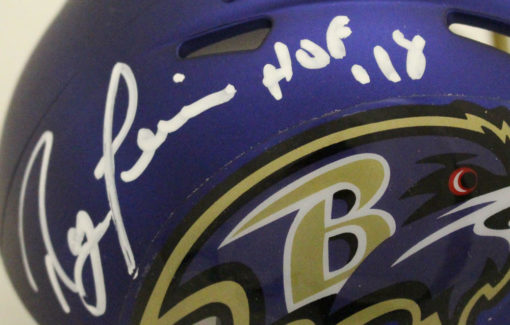 Ray Lewis Autographed/Signed Baltimore Ravens Blaze Mini Helmet BAS HOF 22759
