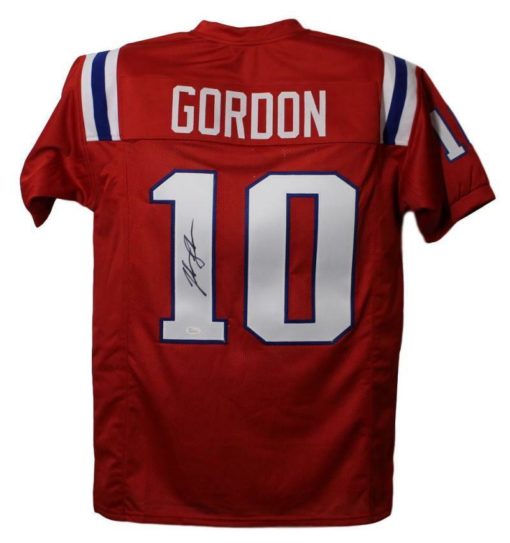 Josh Gordon Autographed/Signed New England Patriots Red XL Jersey JSA 22768