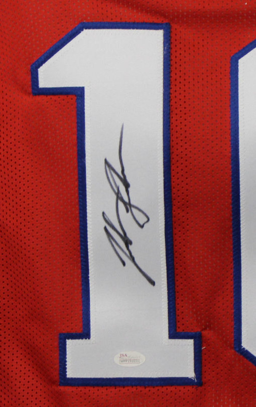 Josh Gordon Autographed/Signed New England Patriots Red XL Jersey JSA 22768