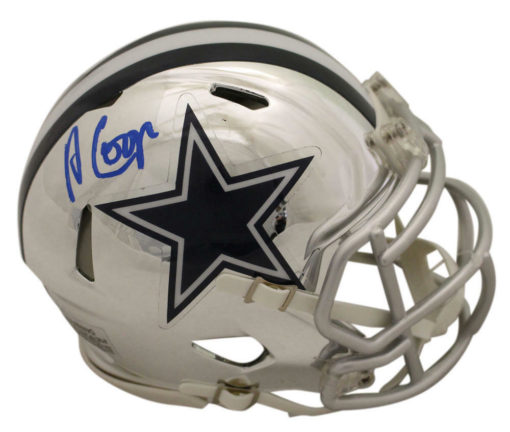 Amari Cooper Autographed/Signed Dallas Cowboys Chrome Mini Helmet JSA  22781