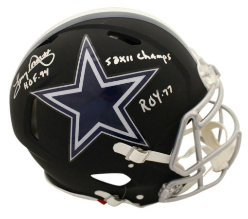 Tony Dorsett Autographed Dallas Cowboys Authentic Black Helmet 3 Insc BAS 22793