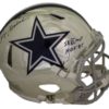 Roger Staubach Signed Dallas Cowboys Authentic Chrome Helmet 2 Insc JSA 22843