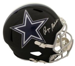 Roger Staubach Autographed Dallas Cowboys Black Replica Helmet JSA 22844