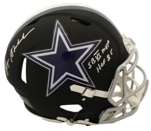 Roger Staubach Signed Dallas Cowboys Authentic Black Helmet 2 Insc JSA 22845