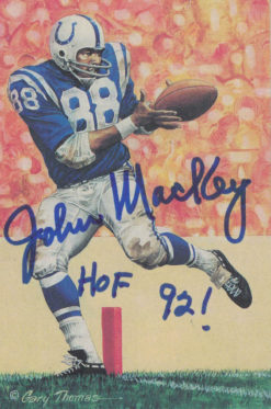John Mackey Autographed Baltimore Colts Goal Line Art Card Blue HOF 22848