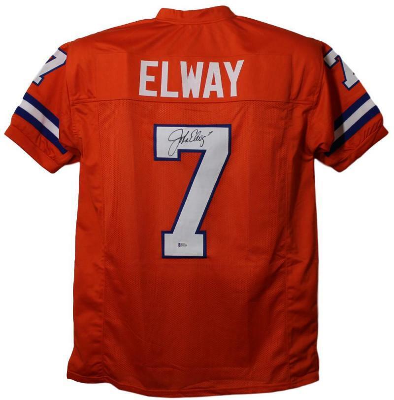 John Elway Autographed/Signed Denver Broncos  Size XL  Orange Jersey BAS 22887