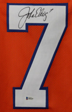 John Elway Autographed/Signed Denver Broncos  Size XL  Orange Jersey BAS 22887