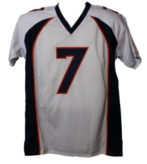 John Elway Autographed/Signed Denver Broncos  Size XL  White Jersey BAS 22888