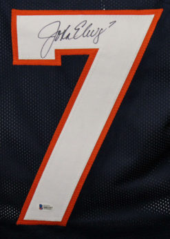 John Elway Autographed/Signed Denver Broncos  Size XL Blue Jersey BAS 22889