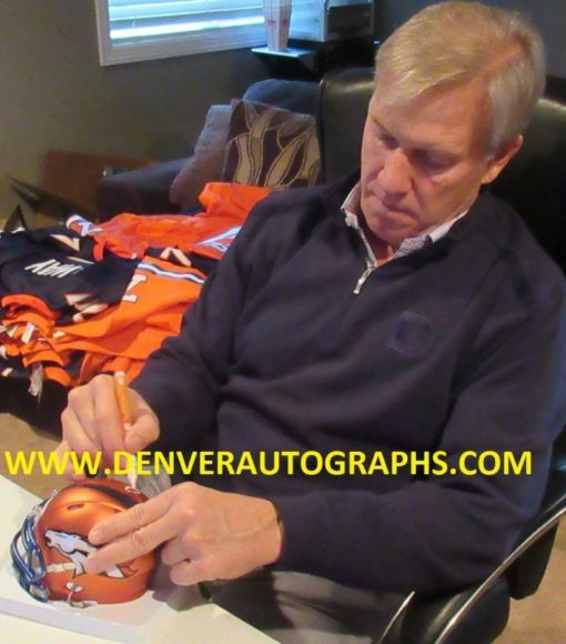 John Elway Autographed/Signed Denver Broncos Blaze Mini Helmet JSA 22898