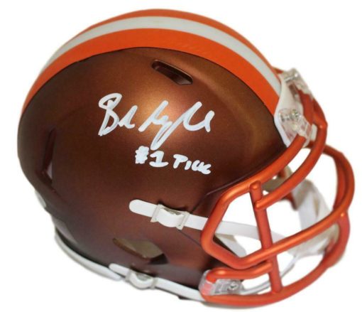 Baker Mayfield Autographed/Signed Cleveland Browns Blaze Mini Helmet BAS 22918