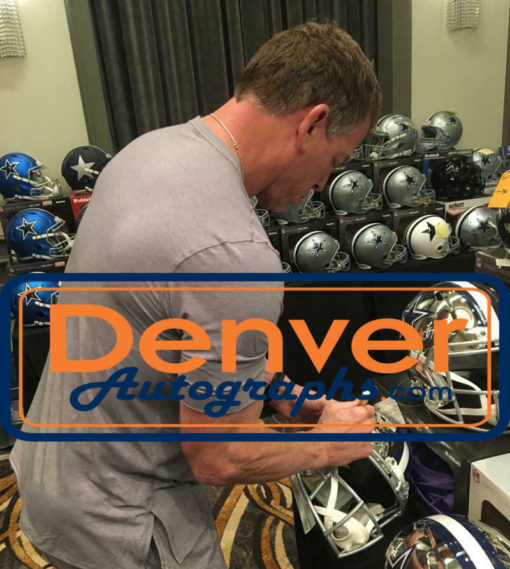 Troy Aikman Autographed/Signed Dallas Cowboys Chrome Replica Helmet BAS 22945