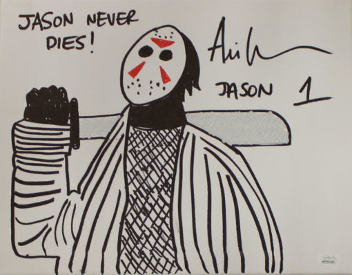 Ari Lehman Signed Friday The 13th Sketch 11x14 Canvas Jason Never Dies JSA 22964