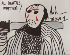 Ari Lehman Signed Friday The 13th Sketch 11x14 Canvas Deaths Matter JSA 22965