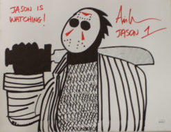 Ari Lehman Signed Friday The 13th Sketch 11x14 Canvas Jason's Watching JSA 22966