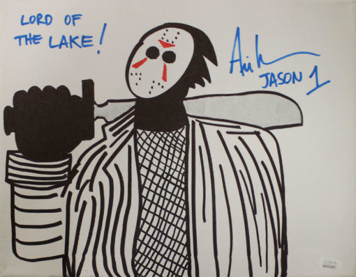 Ari Lehman Signed Friday The 13th Sketch 11x14 Canvas Lord Of The Lake JSA 22969