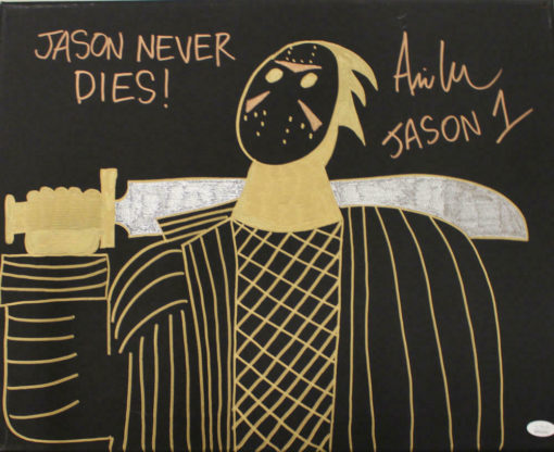 Ari Lehman Signed Friday The 13th Sketch 16x20 Canvas Jason Never Dies JSA 22974