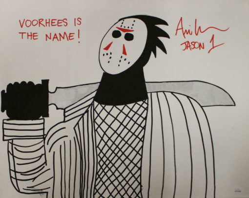 Ari Lehman Signed Friday The 13th Sketch 16x20 Canvas Voorhees JSA 22976