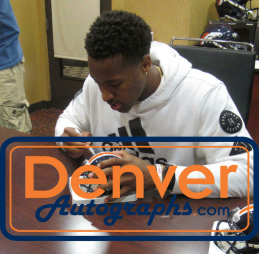 Courtland Sutton Autographed Denver Broncos Color Rush Mini Helmet JSA 22993