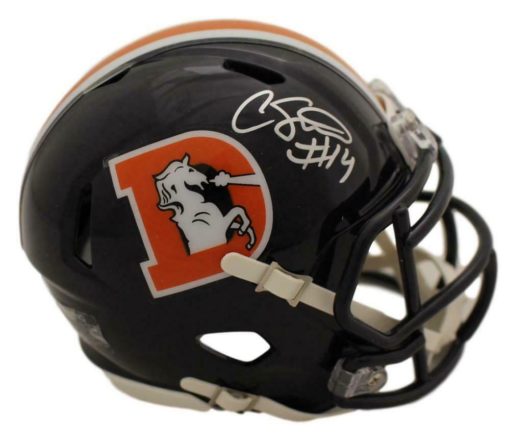 Courtland Sutton Autographed Denver Broncos Color Rush Mini Helmet JSA 22993