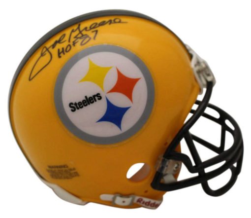 Joe Greene Signed Pittsburgh Steelers 75th Anniversary Mini Helmet HOF OA 23056
