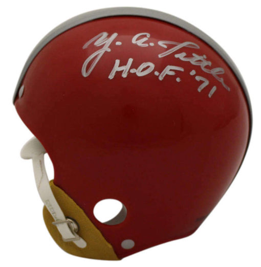 YA Tittle Autographed San Francisco 49ers TB Shell Mini Helmet HOF OA 23177
