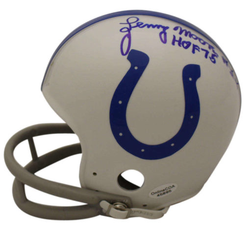 Lenny Moore Autographed/Signed Baltimore Colts 2Bar Mini Helmet HOF OA 23203