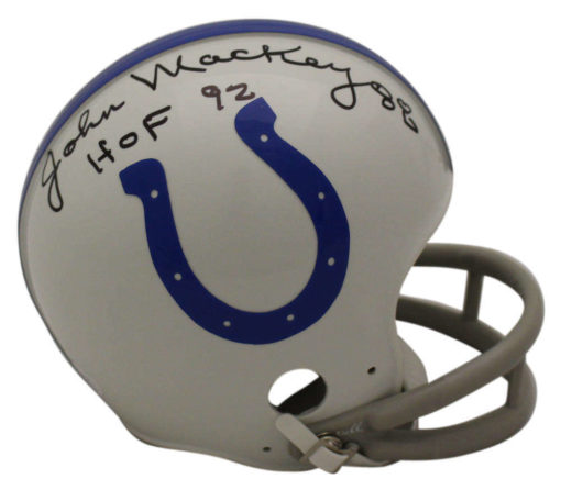 John Mackey Autographed Baltimore Colts TB 2Bar Mini Helmet HOF JSA 23398