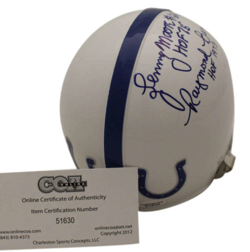 Lenny Moore & Raymond Berry Signed Baltimore Colts 2Bar Mini Helmet OA 23441