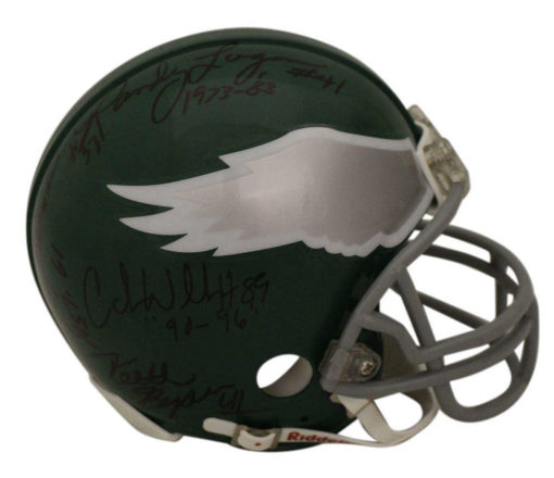 Philadelphia Eagles Legends Signed Authentic Mini Helmet Logan +10 BAS 23450