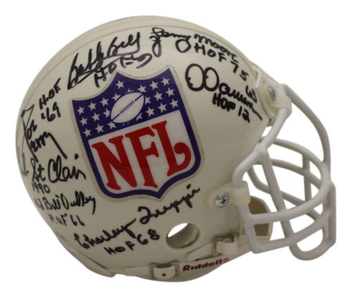 15 Hall of Famers Signed NFL Shield Mini Helmet Dudley Perry Creekmur BAS 23464