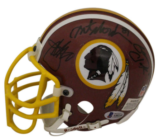 Washington Redskins Team Autographed Mini Helmet Gibbs Monk +3 BAS 23469