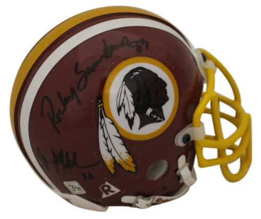 Washington Redskins Team Autographed Mini Helmet Gibbs Monk +3 BAS 23469