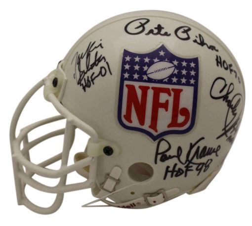 8 Hall of Famers Signed NFL Shield Mini Helmet Marchetti Lavelli Pihos BAS 23473