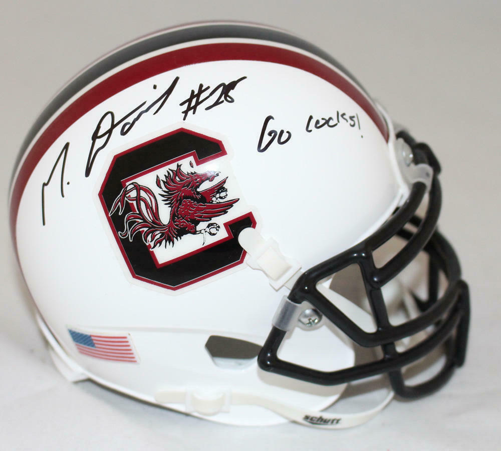 Mike Davis Autographed South Carolina Gamecocks Mini Helmet Go Cocks 23550