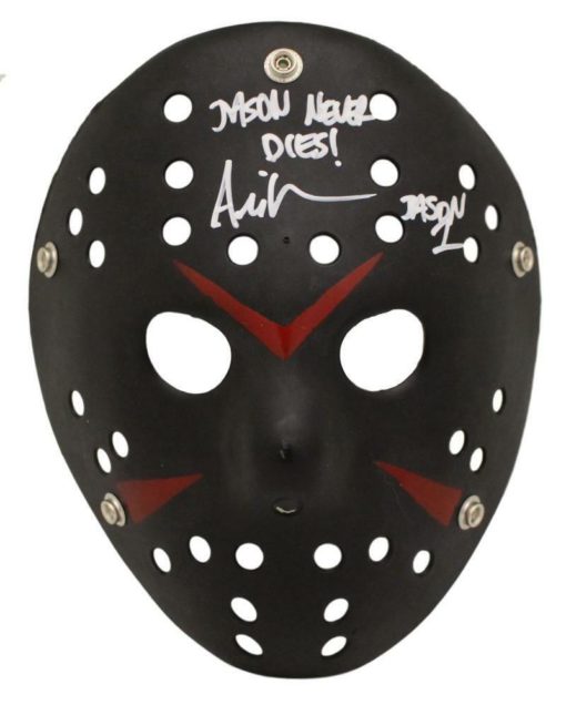 Ari Lehman Signed Friday The 13th Replica Black Mask Jason Never Dies BAS 23760